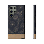 Floral Sketch Tough Phone Case — Navy Wood Accent