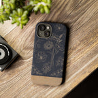 Floral Sketch Tough Phone Case — Navy Wood Accent
