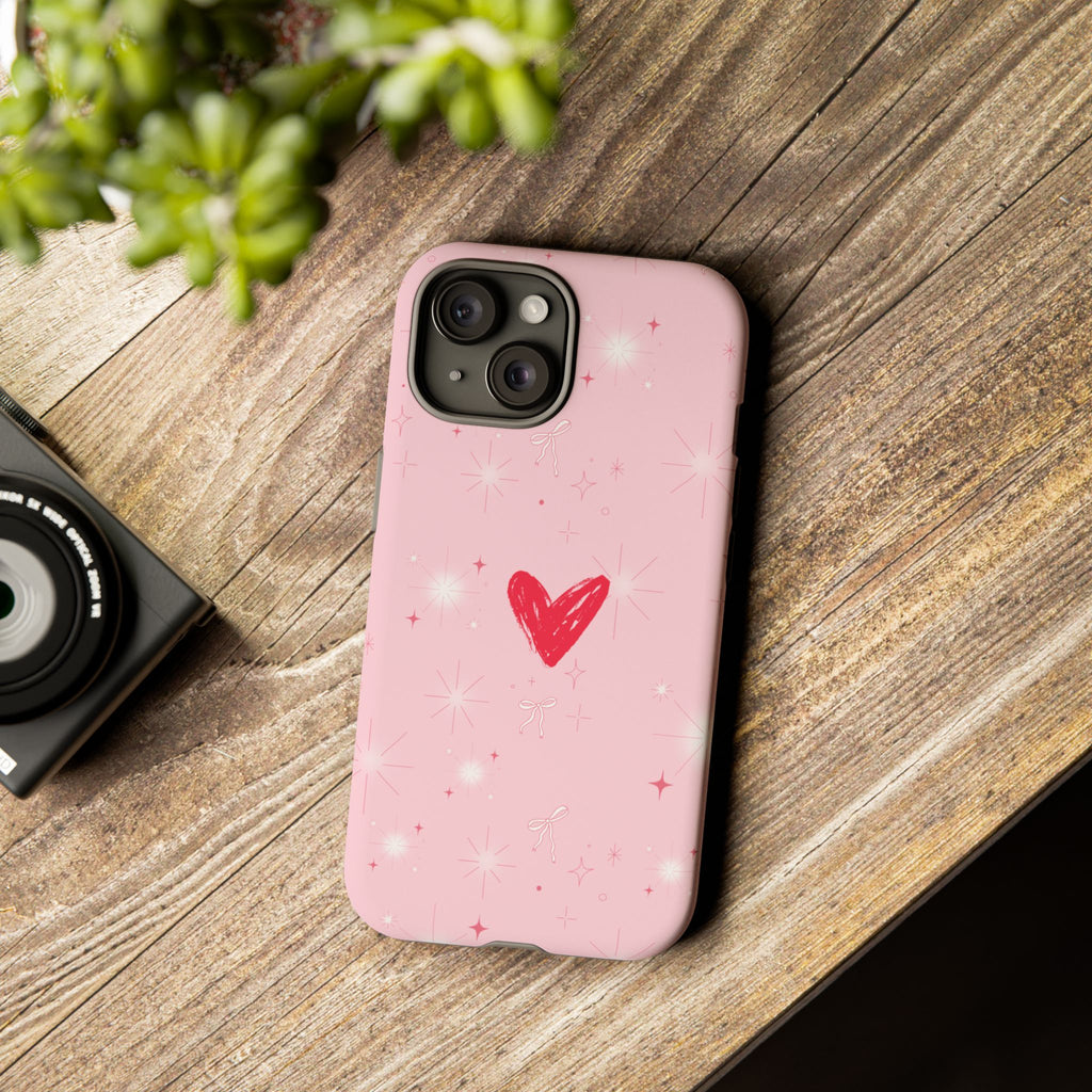Pink Sparkle Heart Phone Case